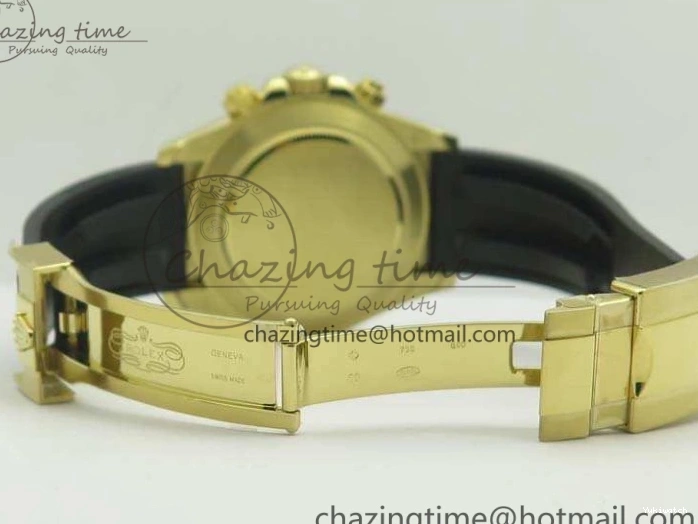 Daytona 1:1 Clone 116518 LN YG Dial Best Black ARF Rubber A4130 On Strap Super Edition 0303